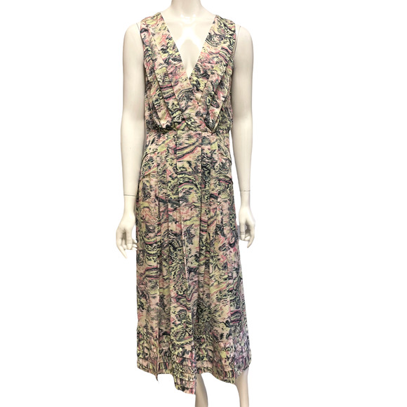 REISS Marcy Paisley V Neck Midi Women's Dress Size US 8 - Picture 1 of 11